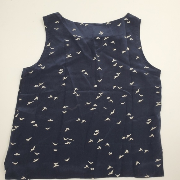 Amour Vert 100% Silk Bird Print Crop Top - Picture 2 of 5